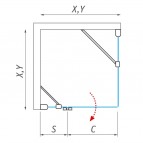 GDOL1+GBP dušas stūris, 1100x1000 mm, kreisais 10