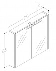 RB SERENA, LUNA Зеркальный шкафчик для ванной LED 75 см, серый дуб 2
