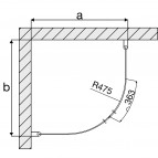 Dušas stūris 90 x 90 Round Black 5252 (caurspīdīgs stikls )  2