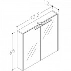 RB URBAN Зеркальный шкаф для ванной с LED 75 см, серый кашемир 2