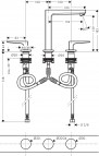 Hansgrohe Metropol 3 caurumu maisītājs 160 push-open, BRB 3