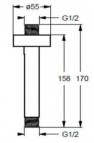 Ideal Standard dušas galvas turētājs no griestiem, 150mm, Melns matēts 2