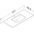 KAME Ilsa izlietne ar HPL virsmu, 101 cm, Grey moon 4