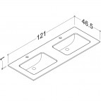 KAME Ilsa dubultā izlietne ar HPL virsmu, 121 cm, Sand stone 4