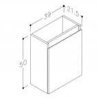 KAME Mini Skapītis ar 1 durvīm, 40 cm,  labā puse, Matt Graphite 6