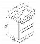 R Тумба с раковиной SCANDIC 510 мм, дуб 3