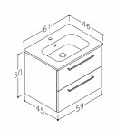 RB JOY Vannas istabas skapītis ar izlietni 60 cm, Ozols 2