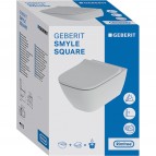 Geberit Smyle Square piekarams pods + SC vāks, Rimfree, Balts 10