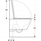 Geberit Smyle Square piekarams pods + SC vāks, Rimfree, Balts 3