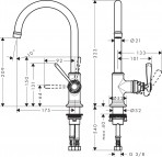 AXOR MONTREUX Vienas sviras izlietnes maisītājs 210, manuāls, BRB 2