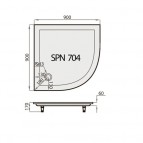 Dušas paliktnis SPN P704 900 x 900 mm, akmens masas ar paneli, Balts 3