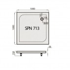 Dušas paliktnis SPN SP713 1000 x 1000 mm, akmens masas ar paneli,Balts 2