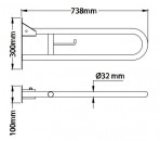  Mediclinics paceļams atbalsta rokturis 738 mm, Melns 2