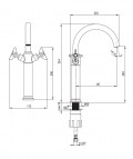 Temisto divsviru maisītājs uz virsmas H354, Brass 3