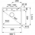 Maris MRG 610-52A virtuves izlietne, 560 x 510 mm, PushKnob vadība 2