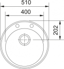 Ronda ROG 610-41 virtuves izlietne, 510x510 mm, PopUp vadība 7