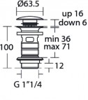 Ideal Standard izlietnes izplūde Click-Clack ar pārplūdi, Hroms 2