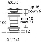 Ideal Standard izlietnes izplūde Click-Clack bez pārplūdes, Melns mat. 3