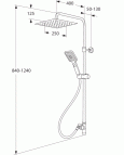Kvadrātveida lietus dušas sistēma 150 c-c 2