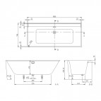 Collaro vanna 1800 x 800 mm, labā puse, Balta 3