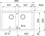 Basis BFG 620 virtuves izlietne, 860x500 mm, PopUp vadība 6