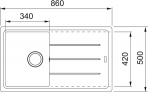 Basis BFG 651-86 virtuves izlietne abpusēja, 860x500 mm, PopUp vadība 2