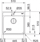 Bell BCX 610-51 virtuves izlietne, 510x510 mm, Manuāla vadība 2