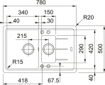 Basis BFG 651-78 virtuves izlietne abpusēja, 780x500 mm, PopUp vadība 8