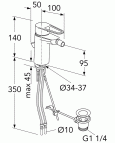 Bidē jaucējkrāns New Nautic ar noplūdes vārstu un pacēlājstieni 2