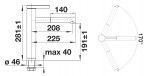 Blanco Linee-S virtuves maisītājs, 1 jet, izvelkams snīpis, hroms 5