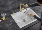 Blanco Linus-S virtuves maisītājs,1jet,izvelkams snīpis,PVD Satin Gold 7