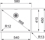 Box BXX 210/110-54 virtuves izlietne, 580x450 mm, Manuāla vadība 2