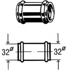 Dubultmufe DN32 hromēta 2