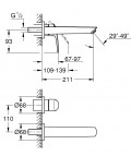 Eurosmart izlietnes maisītājs no sienas 211 mm, Melns matēts  2