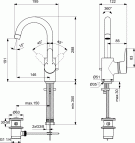 Connect Blue izlietnes jaucējkrāns 146 mm ar pop-up, Hroms 2