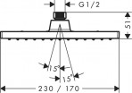 Dušas galva Vernis Shape, 230x170 mm, hroms 2