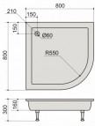 Dušas paliktnis SPN P813 800 x 800 mm, akmens masas ar paneli, Balts 2