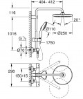 Grohe Tempesta 250 dušas sistēma ar termostatu, Hroms 6