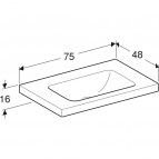 Geberit iCon Light izlietne ar sānu virsmu, balta, 75x48 cm 2