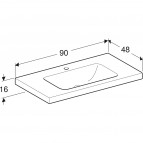 Geberit iCon Light izlietne ar sānu virsmu, balta, 90x48 cm 6