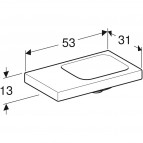 Geberit iCon Light izlietne, bez pārplūdes, ar sānu virsmu, 53x31cm 2