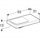 Geberit iCon Light izlietne, bez pārplūdes, ar sānu virsmu, 53x31cm 2