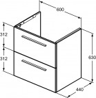 Ideal Standard i.life A izlietne 64 cm + skapītis + rokturi, komplekts 12