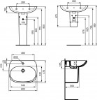 Ideal Standard Izlietne Tesi, Light design, 60x47,5x17 cm, balts 12