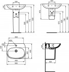 Ideal Standard Izlietne Tesi, Light design, 55x45x16,5 cm, balts 9