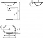 Ideal Standard Oval 62 cm izlietne zem galda virsmas 62x41 cm, Balta 6