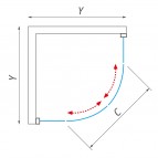 TALDIS pusapaļa dušas kabīne 800 x 800 mm, Brillant/Matt glass 4