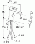 Jaucējkrāns izlietnei ar bidetta dušu New Nautic 150 mm snīpis, hroms 2