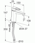 Jaucējkrāns vannas istabas izlietnēm, New Nautic 150 mm snīpis, hroms 2