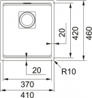 Kubus 2 KNG 110-37 virtuves izlietne, 410x460 mm, PushKnob vadība 4